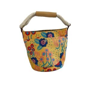 Floral Yellow Canvas Bucket Bag